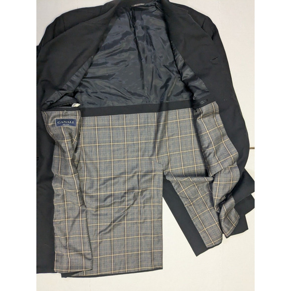 Canali Men’s Overcoat 100% Wool Black Coat Size 56R Made in Italy Luxury Lined - Picture 10 of 10